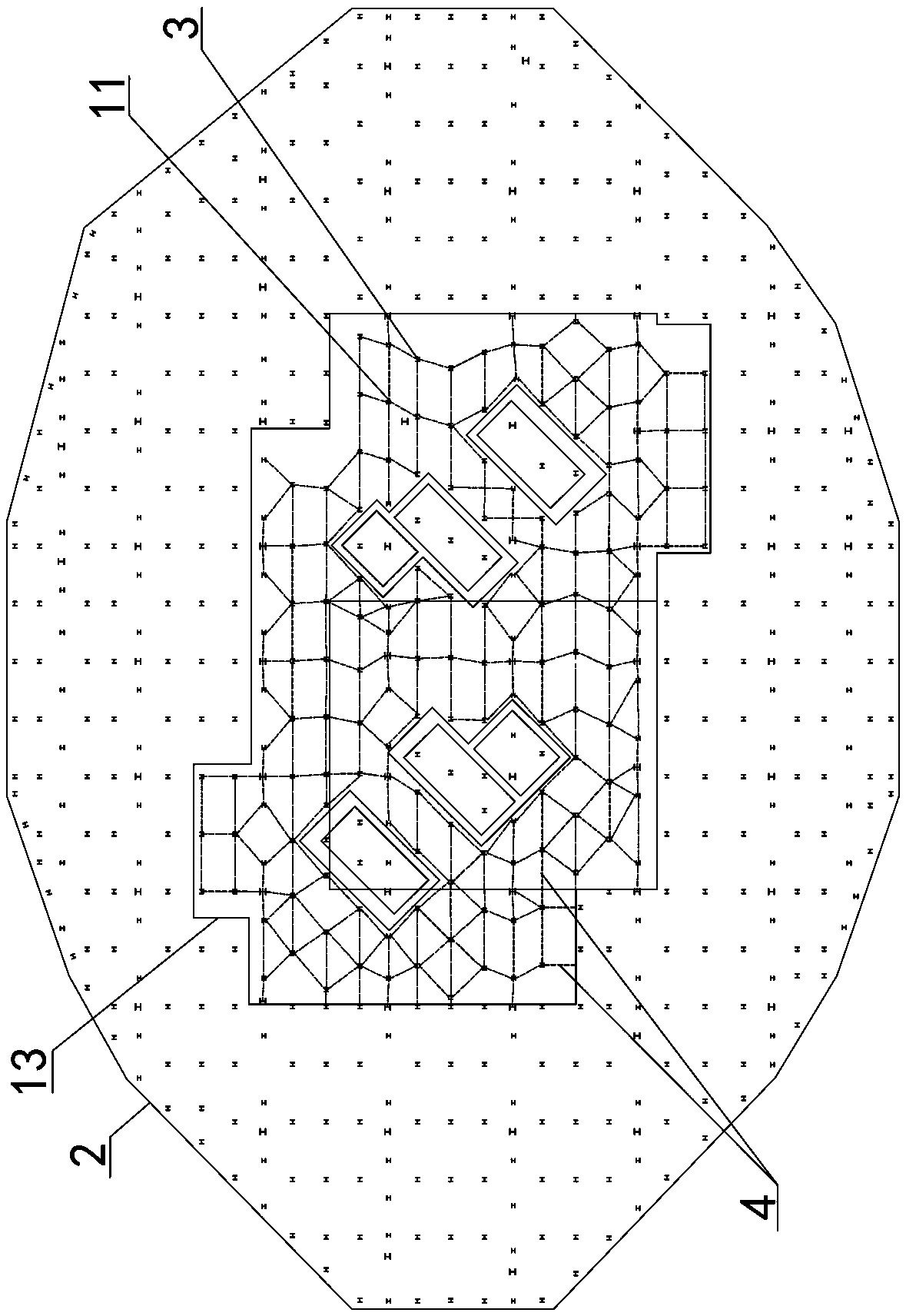 Large-volume concrete floor reinforcement supporting system and construction method thereof