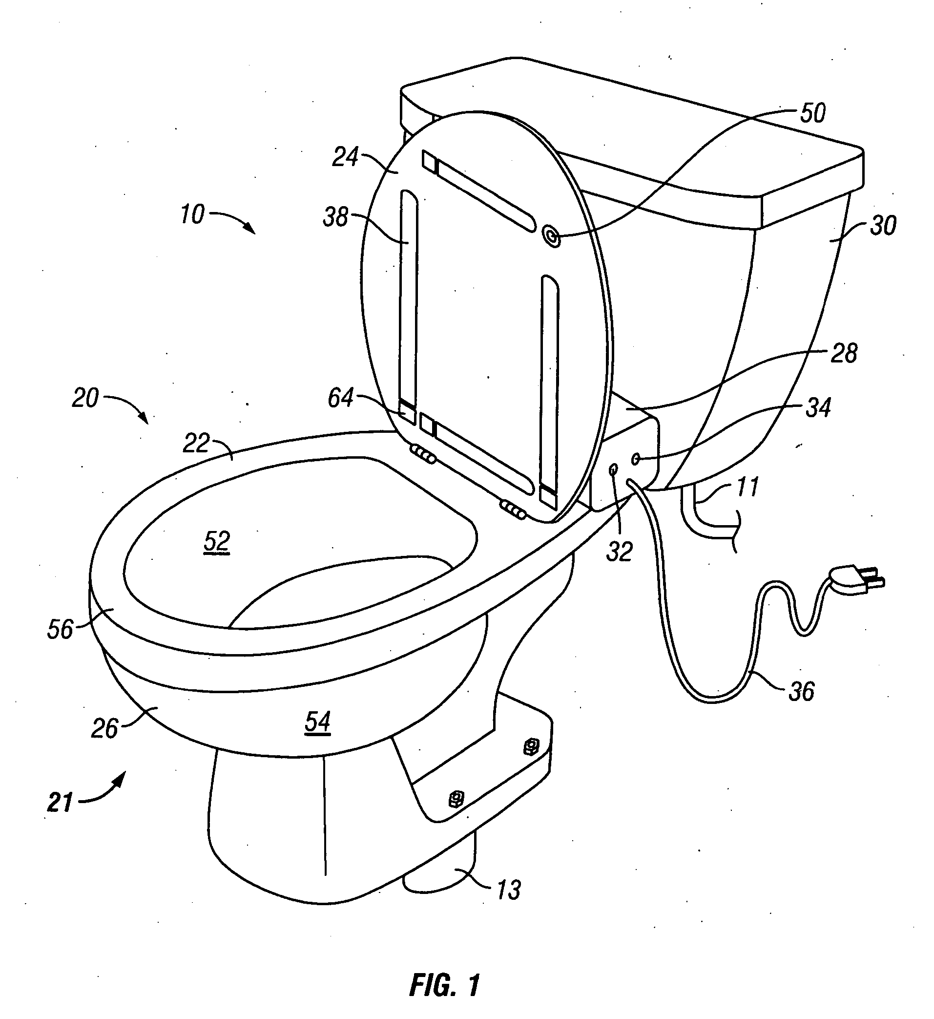 Toilet accessory with sterilization elements