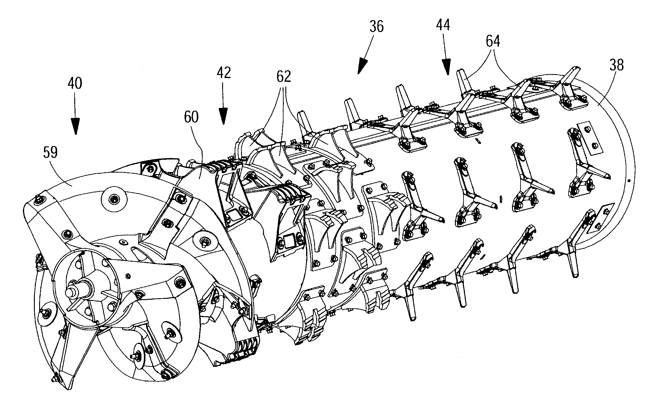 Harvested crop processing unit with number of circulation circuits depending on throughput