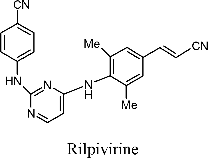 Rilpivirine intermediate and preparation method and application thereof