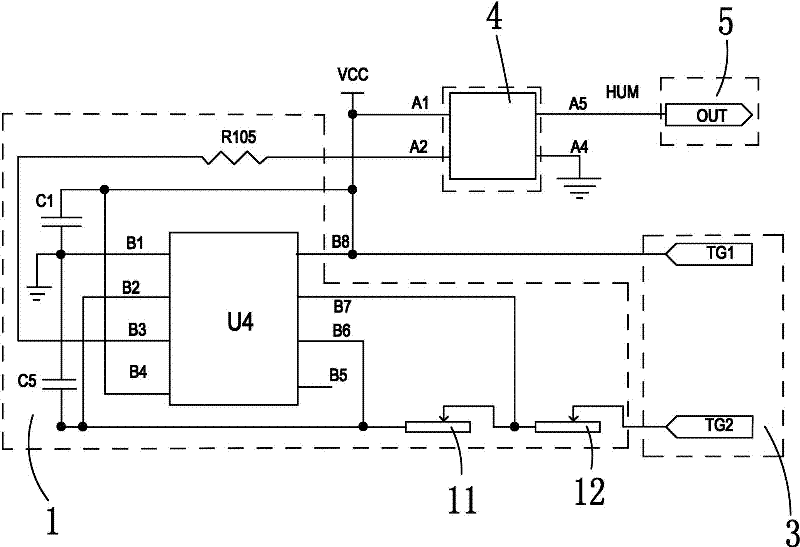 Clothes humidity detection device for clothes dryer