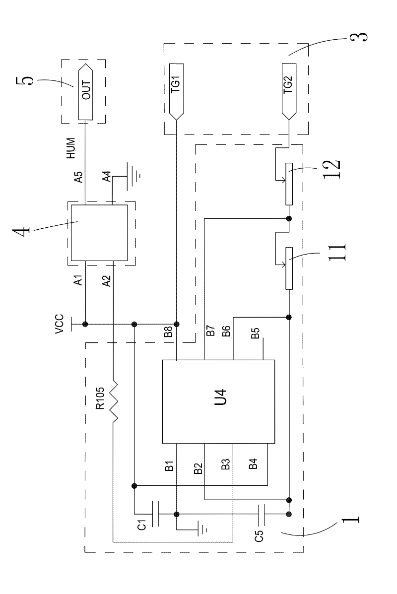 Clothes humidity detection device for clothes dryer