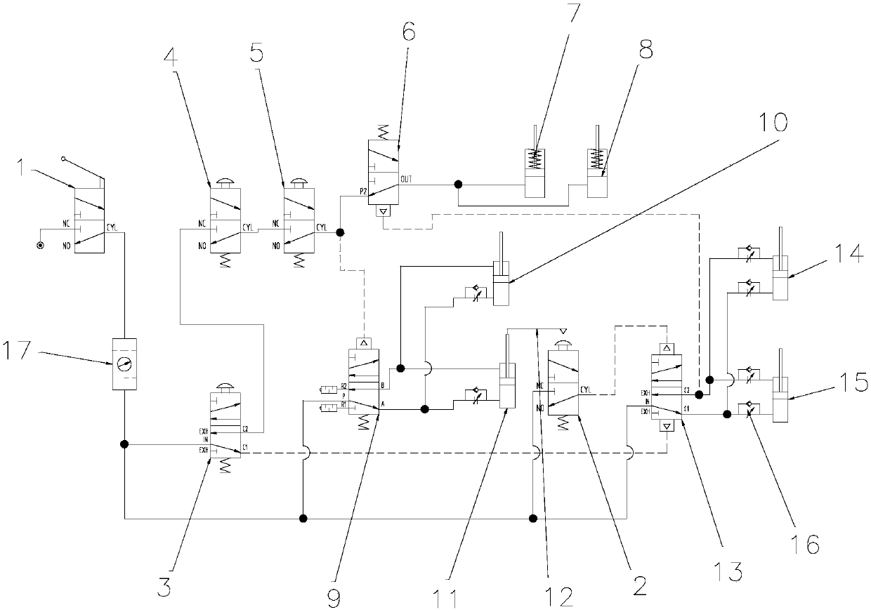 Gas path system and paper box bottom folding machine using same