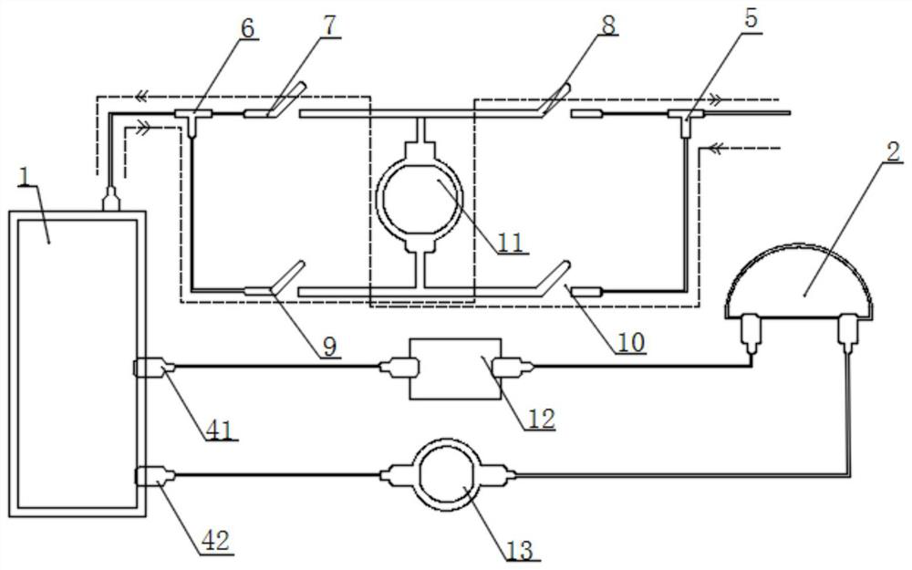 Air pressure type liquid path control device and shock wave physiotherapy device