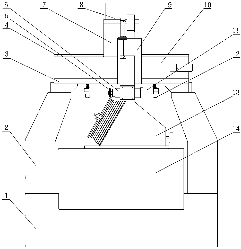 Optical machining grinding and fly-cutting combined machine tool body
