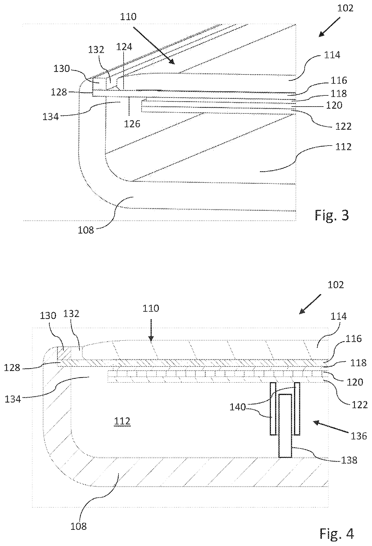 A communication device with a suspended display stack