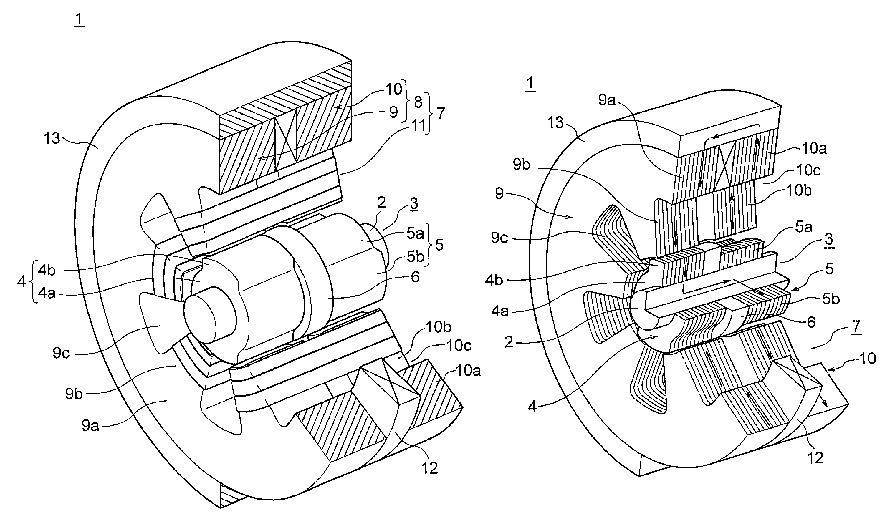 Magnetic inductor rotary machine and fluid transfer apparatus that uses the same