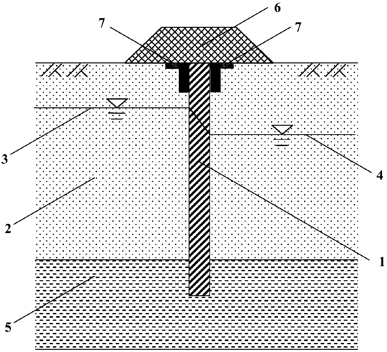 Cement-bentonite vertical antifouling separating wall structure and method