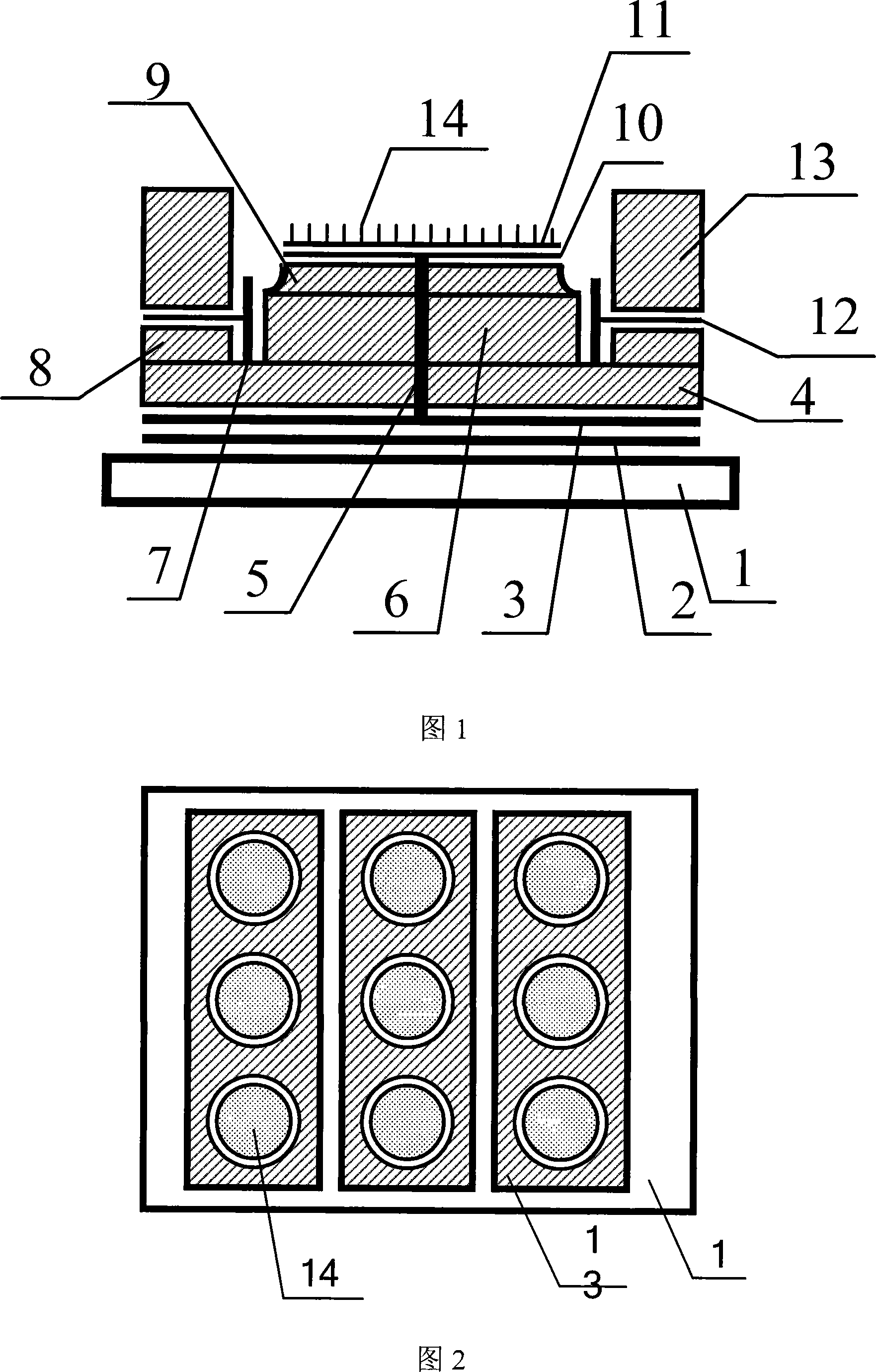 Flat-panel display device with inclined-down gate-modulated flat cadhode structure and its preparing process