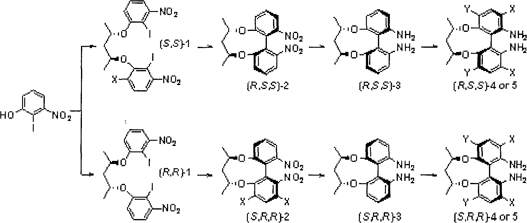 Axial chirality diamine compound induced by central chirality and synthetic method