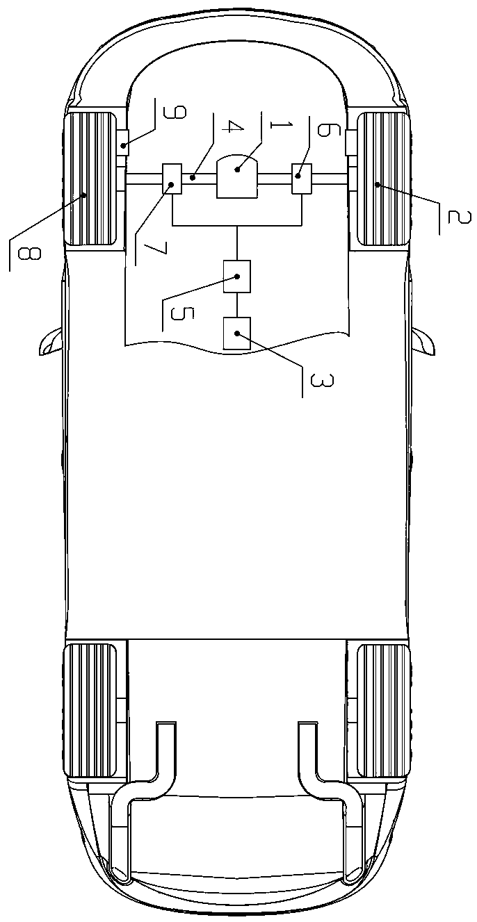 Forward wheel drive passenger vehicle tire burst control method