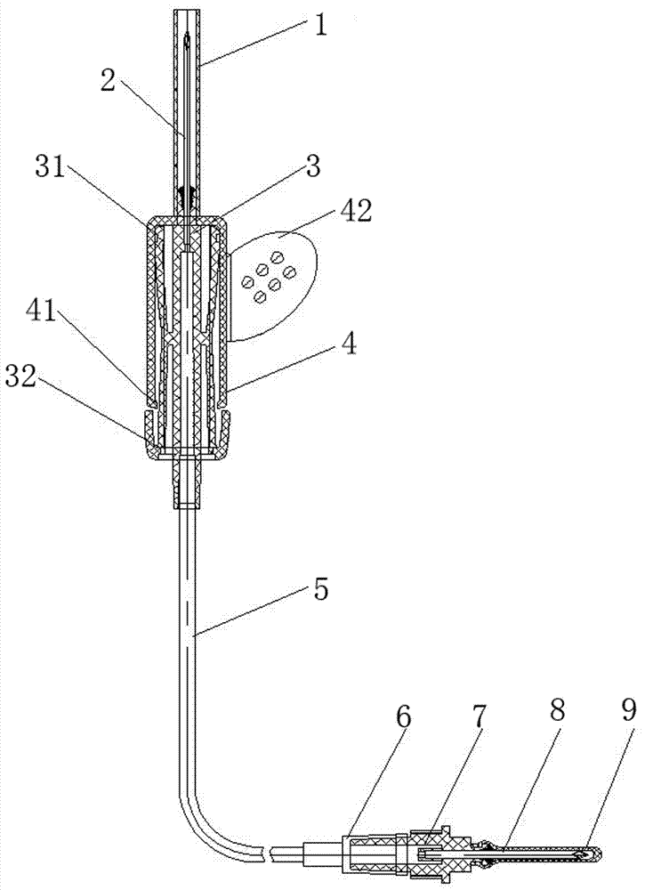 Retracting needle head device and blood taking needle and infusion needle prepared therefrom