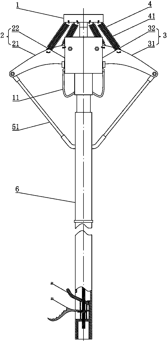 Ground wire device for vertical high-voltage lead