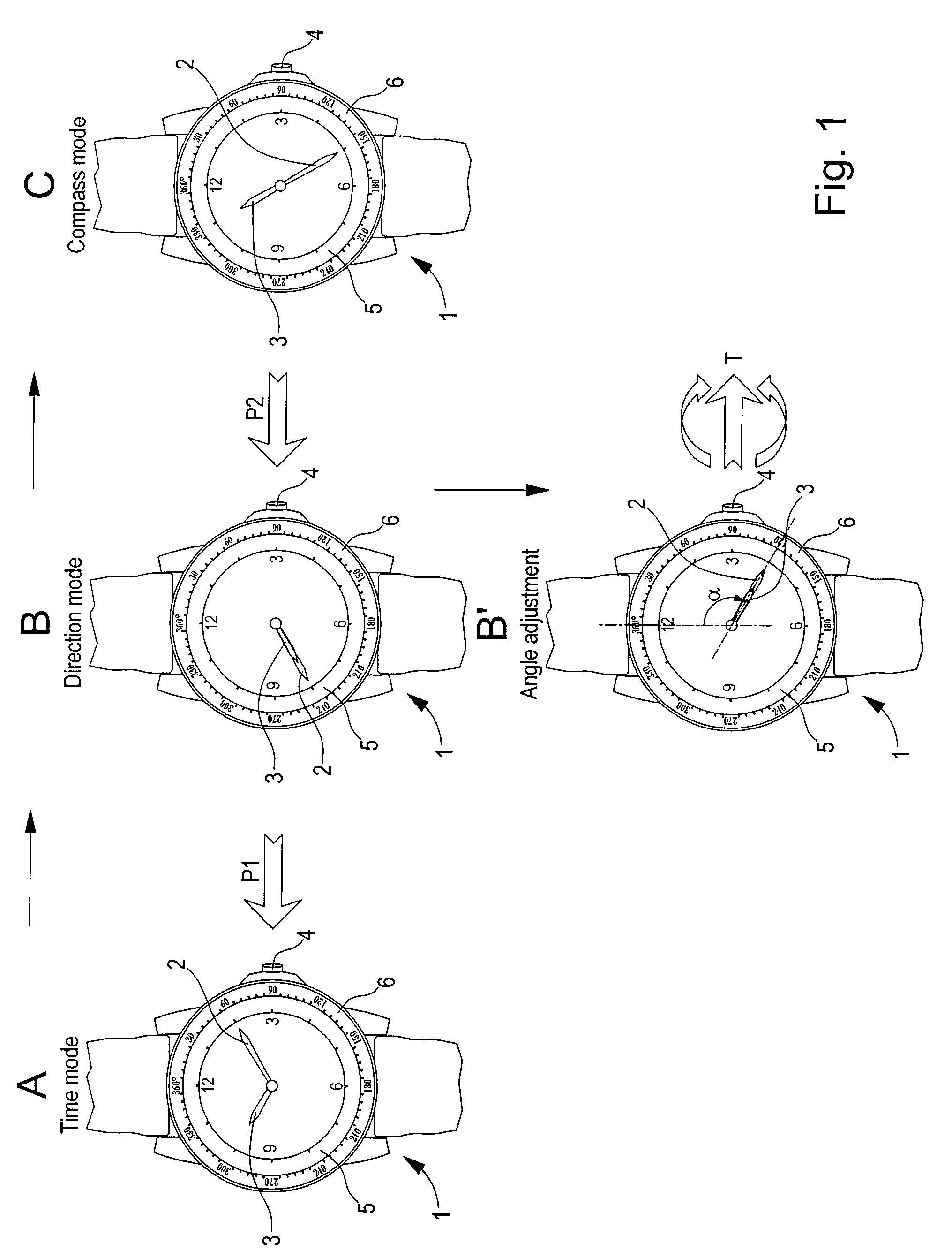 Electronic watch with indication of the direction of a pre-programmed geographical place