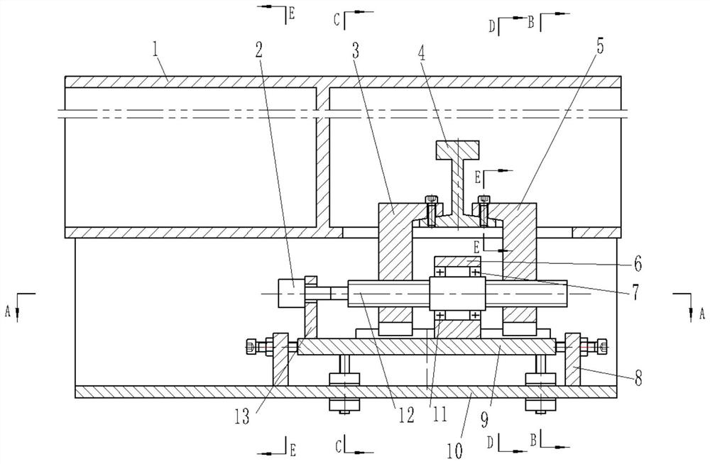 Suspension freight turnout steel rail linear section rail locking device and installation process thereof