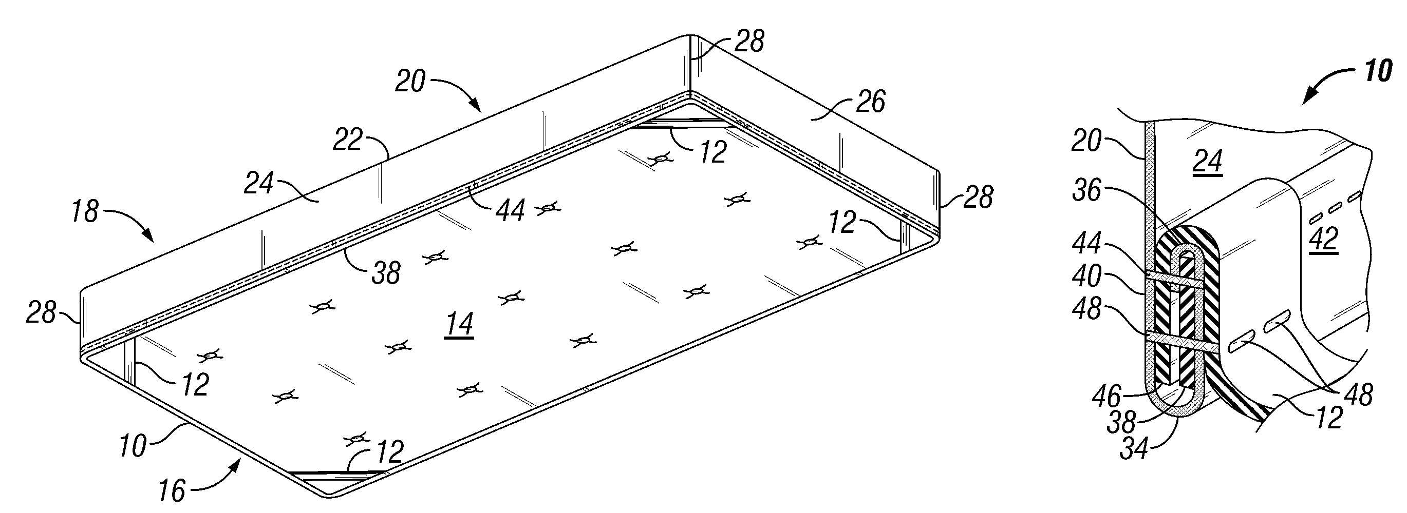 Fitted covering having diagonal elastic bands