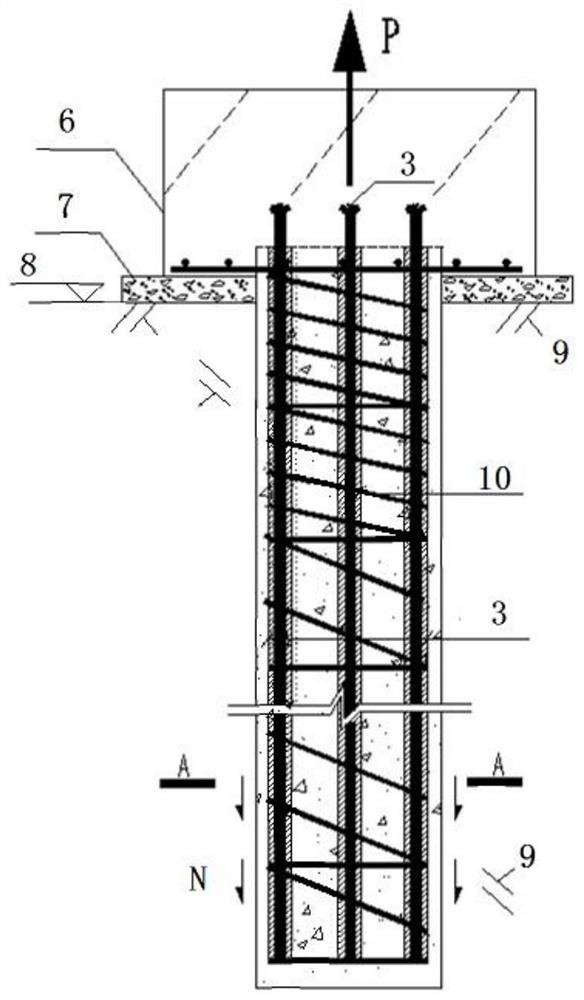 Prestressed post-inserted composite anchor cable uplift pile and preparation method thereof