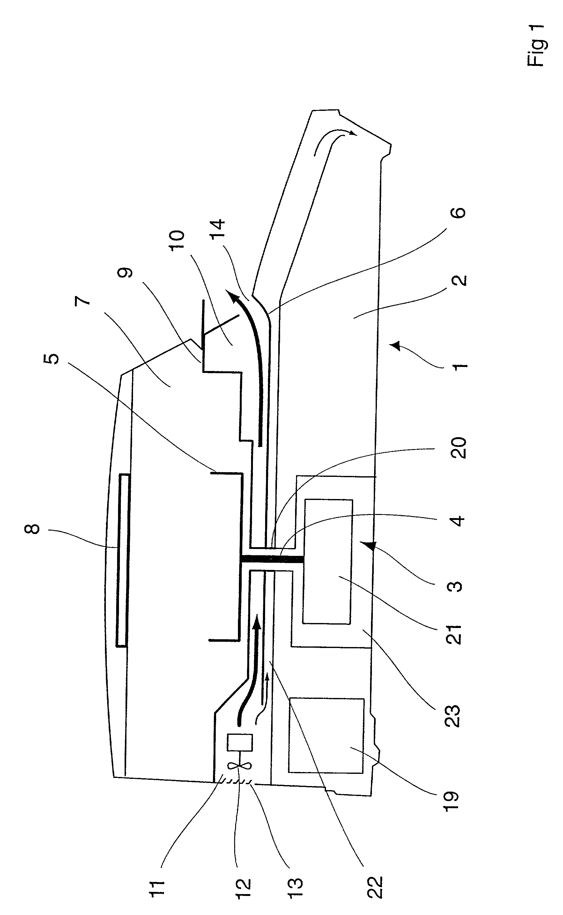 Gravimetric moisture-determination instrument with an air duct for cooling