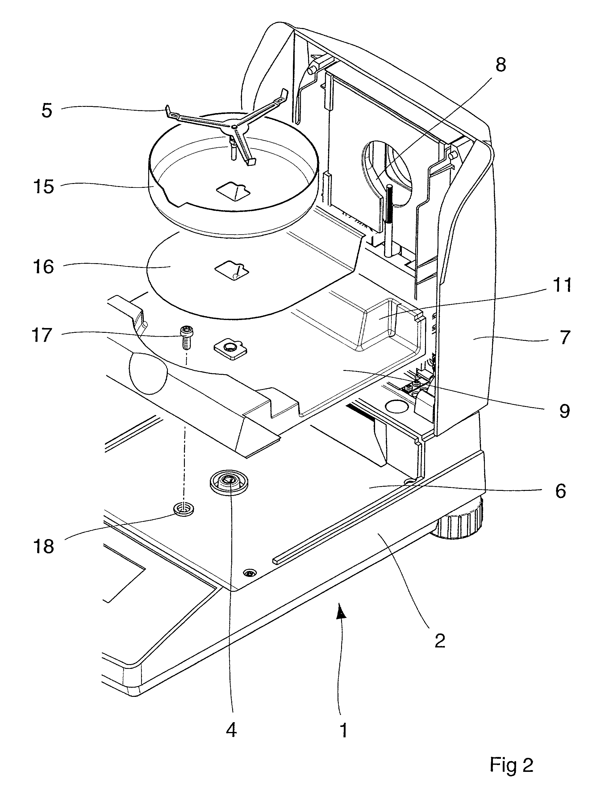 Gravimetric moisture-determination instrument with an air duct for cooling