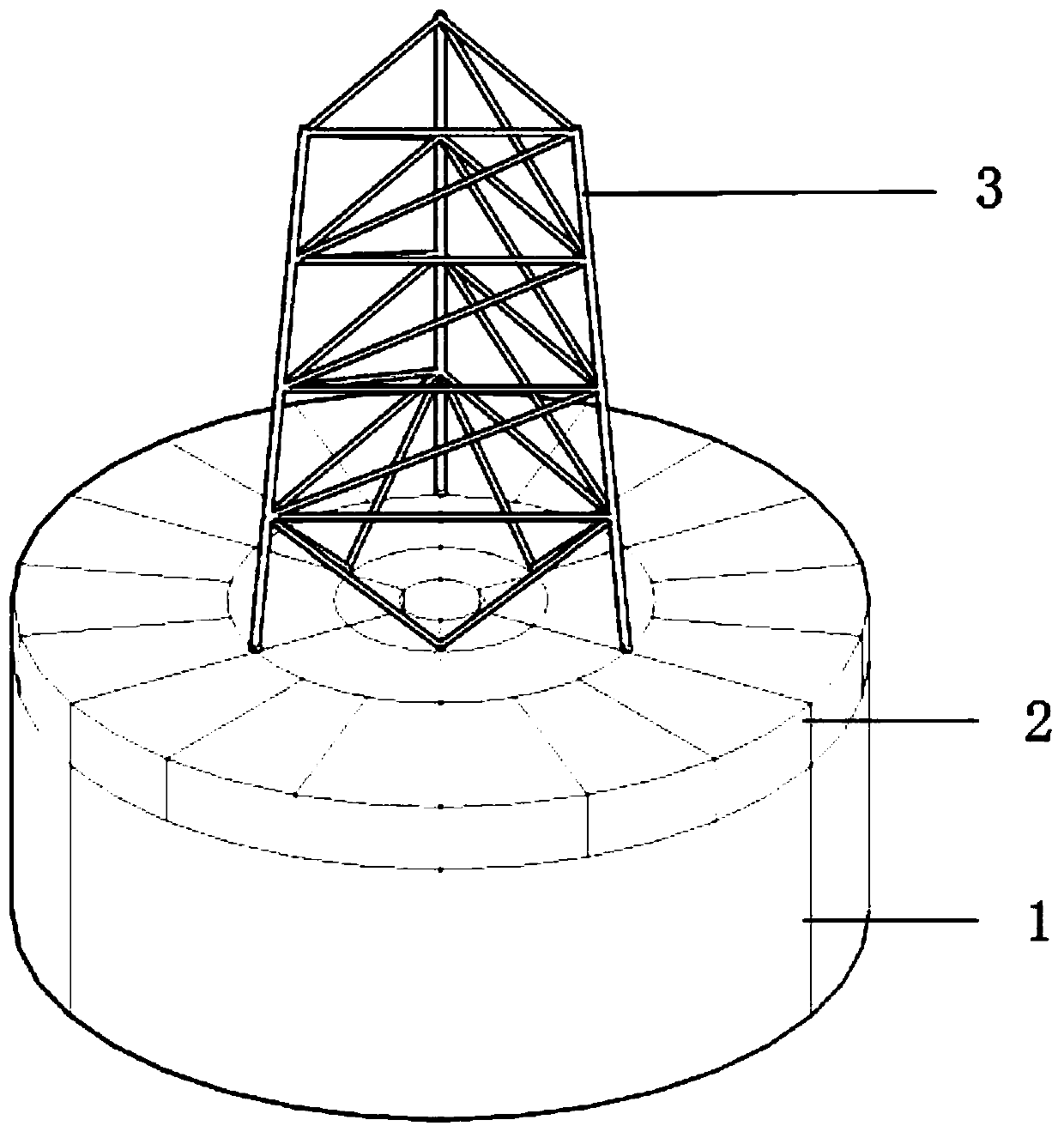 Combined composite cylinder buoyancy tank foundation structure and construction method thereof