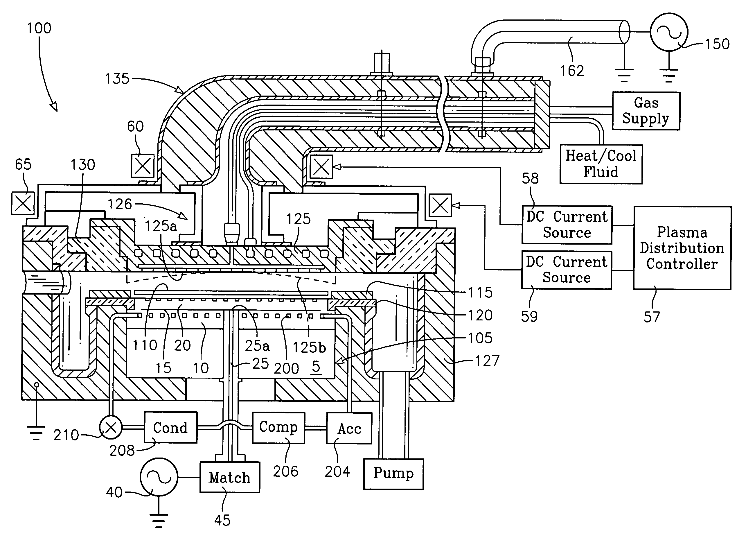 Method of cooling a wafer support at a uniform temperature in a capacitively coupled plasma reactor
