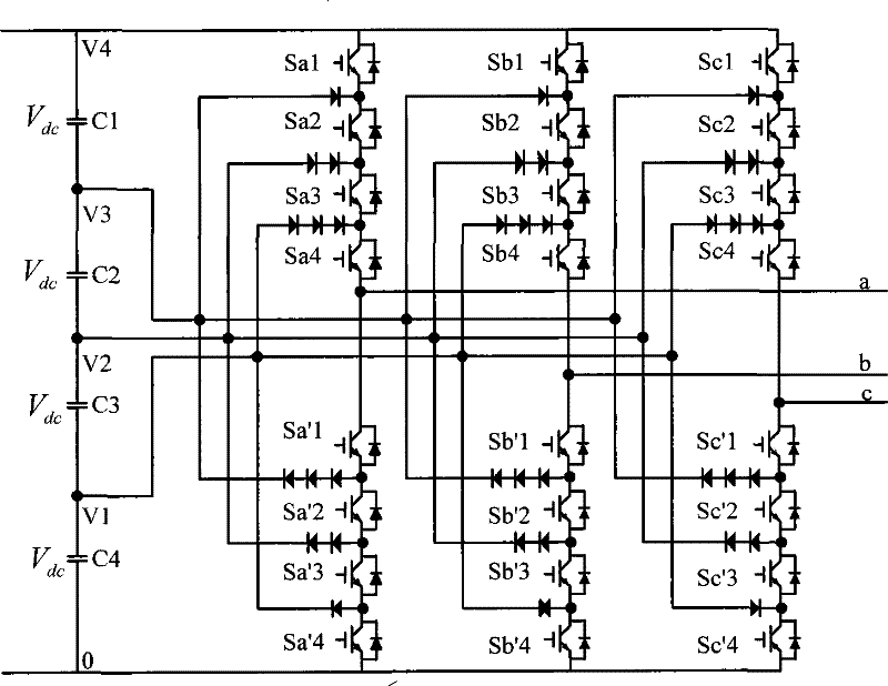 Single-phase circuit topology structure for clamp multi-level converter