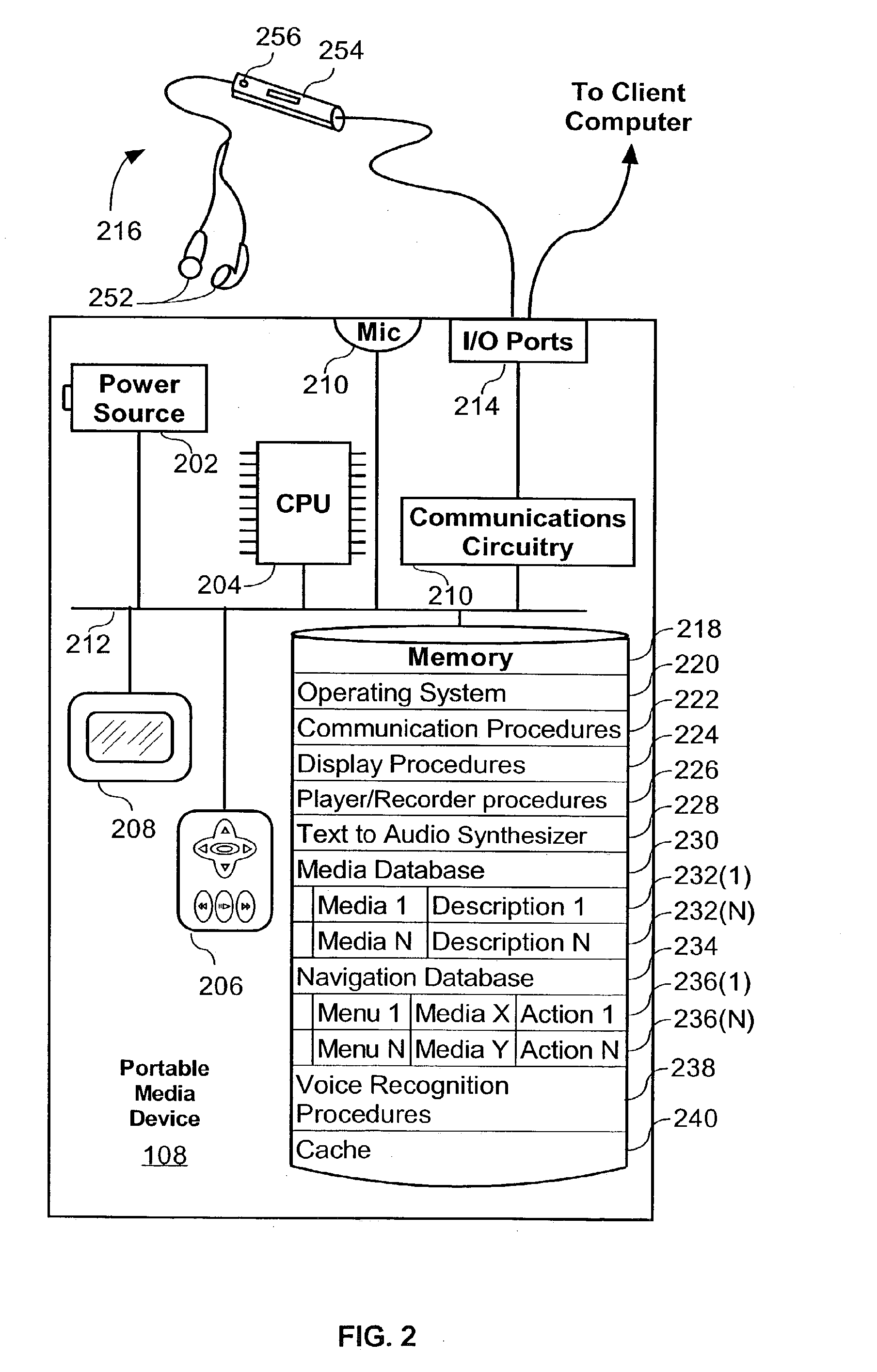 Portable Media Device with Audio Prompt Menu