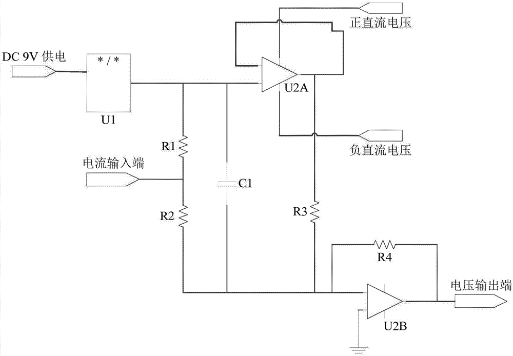 Transmitter converting current to voltage