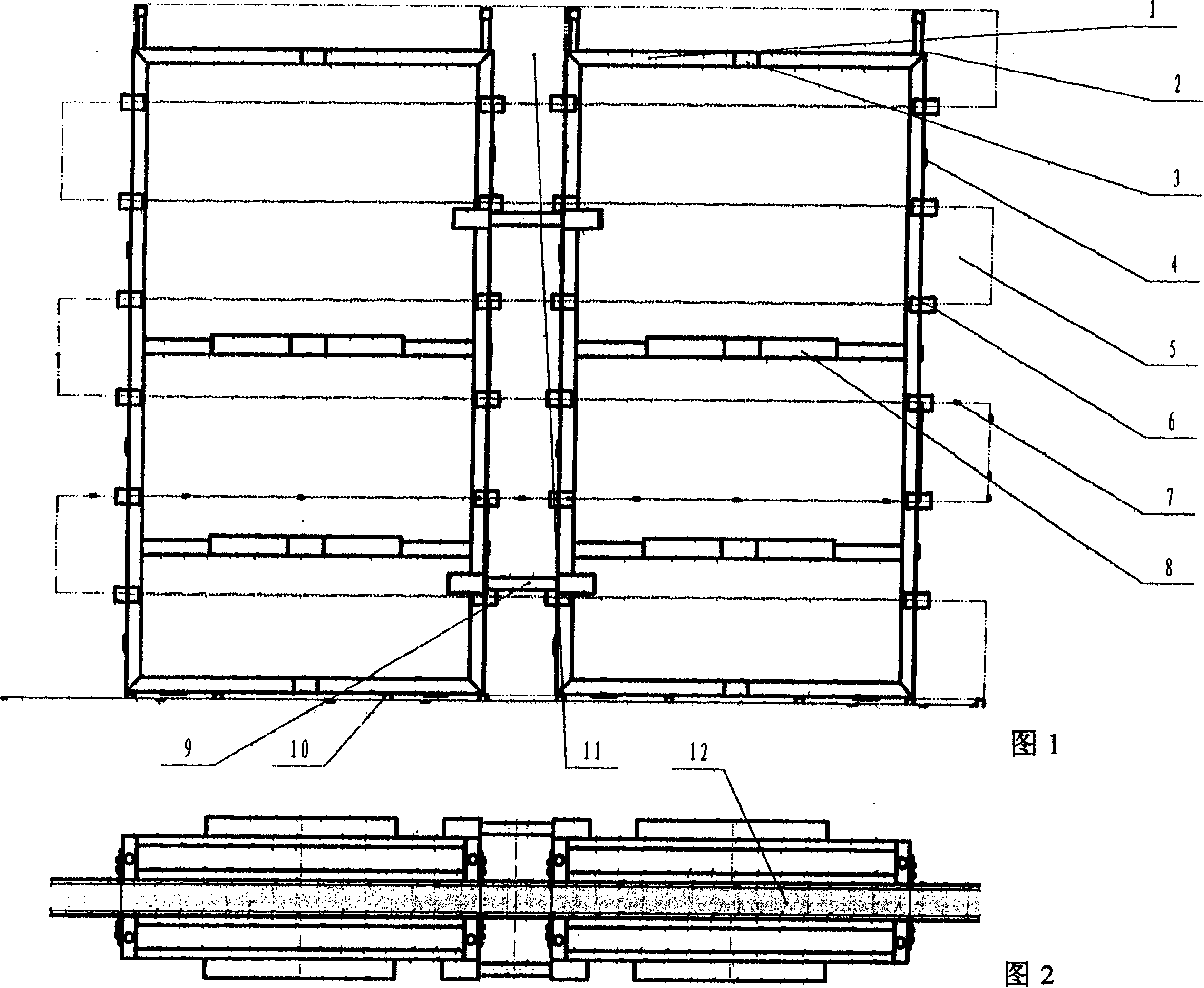 Outer making up and inner casting non-bearing wall and constructing method