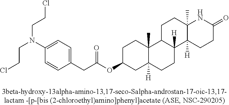 Esters of steroidal lactam and bis(2-chloroethyl) aminophenoxy propanoic acid derivatives