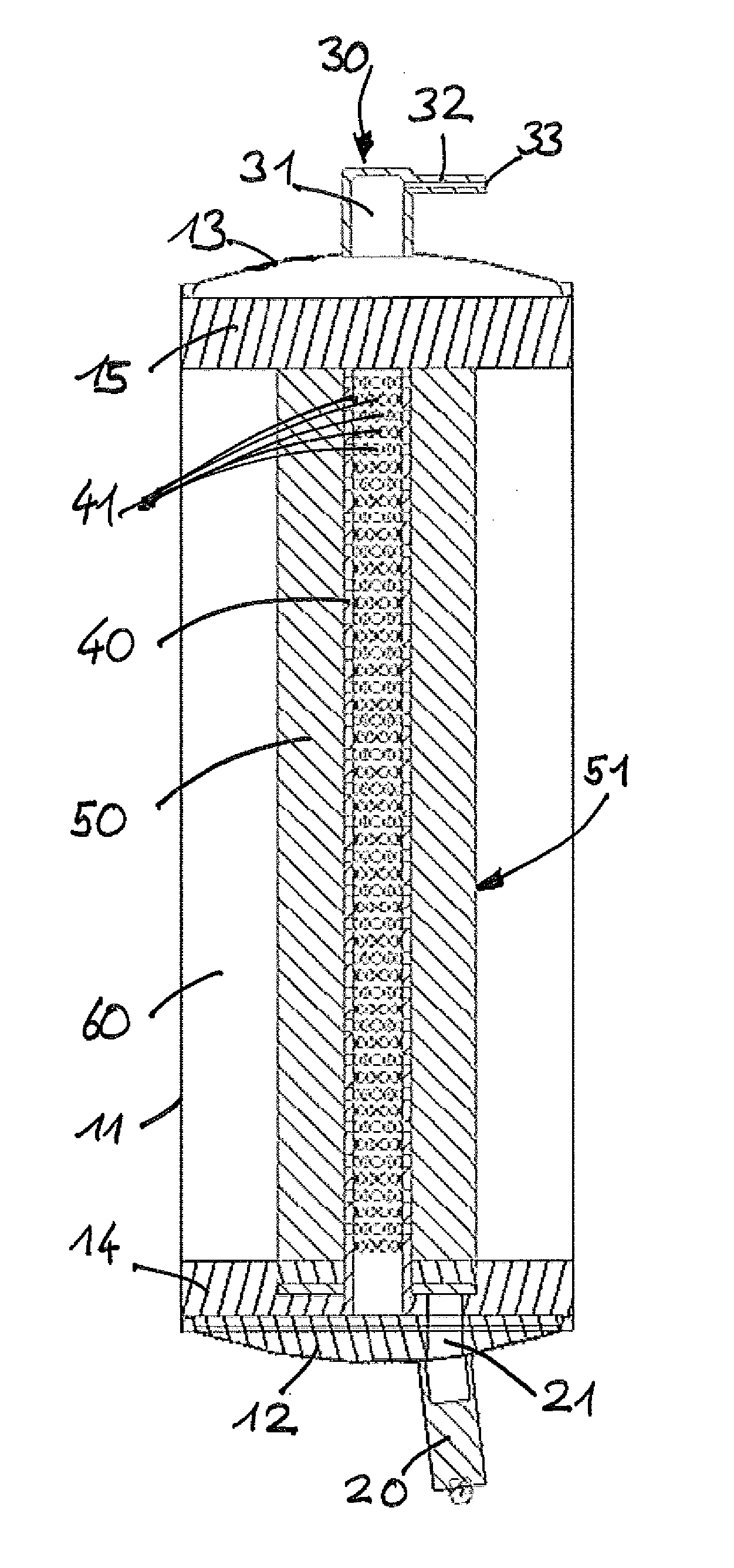 Chemical oxygen generator with core channel tube for an emergency oxygen device