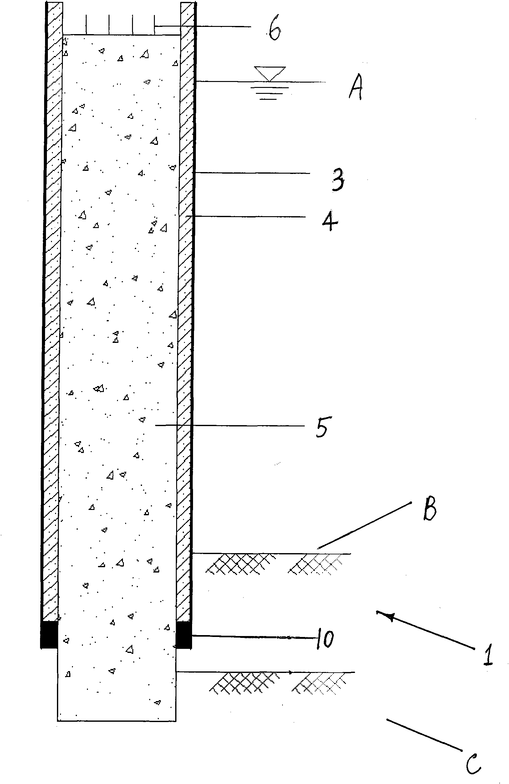 Construction method of concrete filling piles