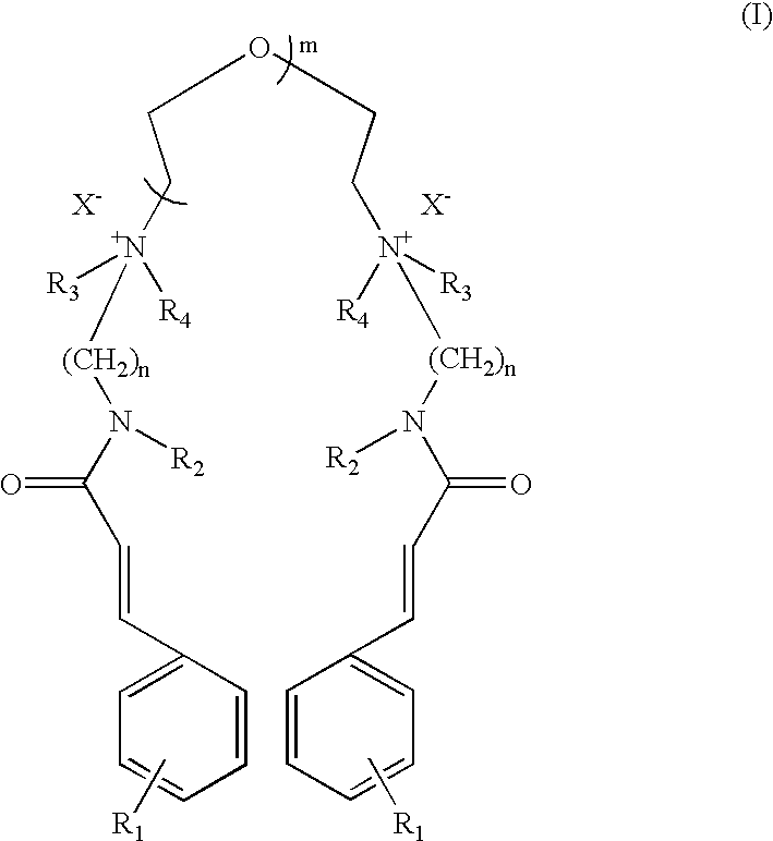 Substantive water-soluble bis-quaternary salts of cinnamidoalkylamines