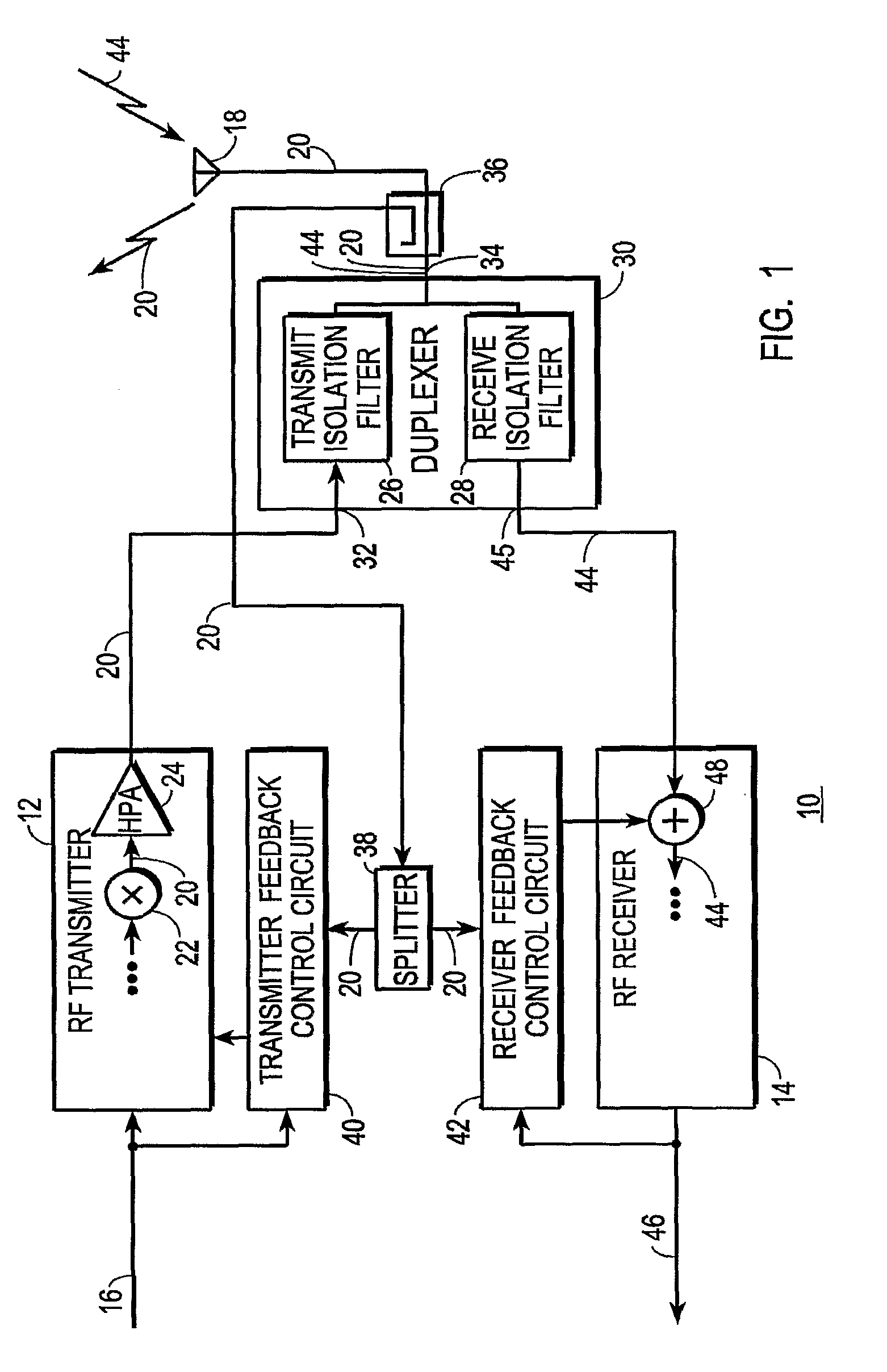 Transceiver with compensation for transmit signal leakage and method therefor