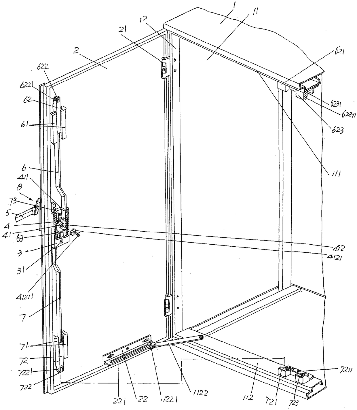 Cabinet door locking device for ship electrical cabinet