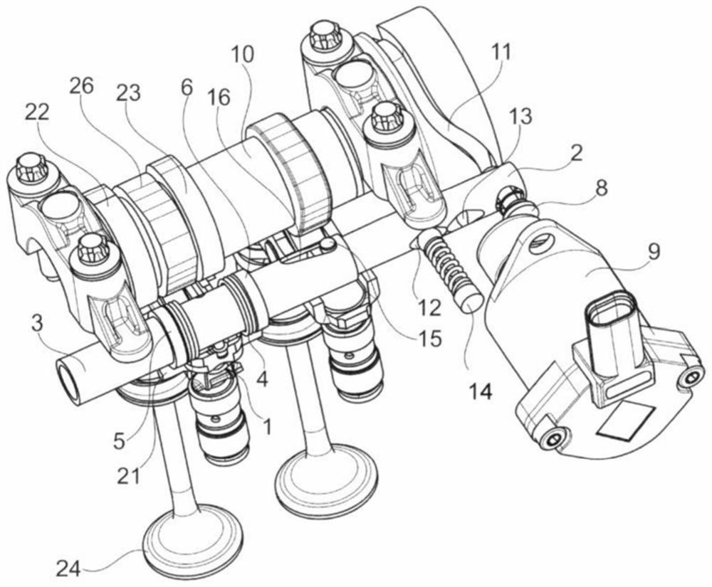 Device for actuating a rocker arm of a valve train for an internal combustion engine