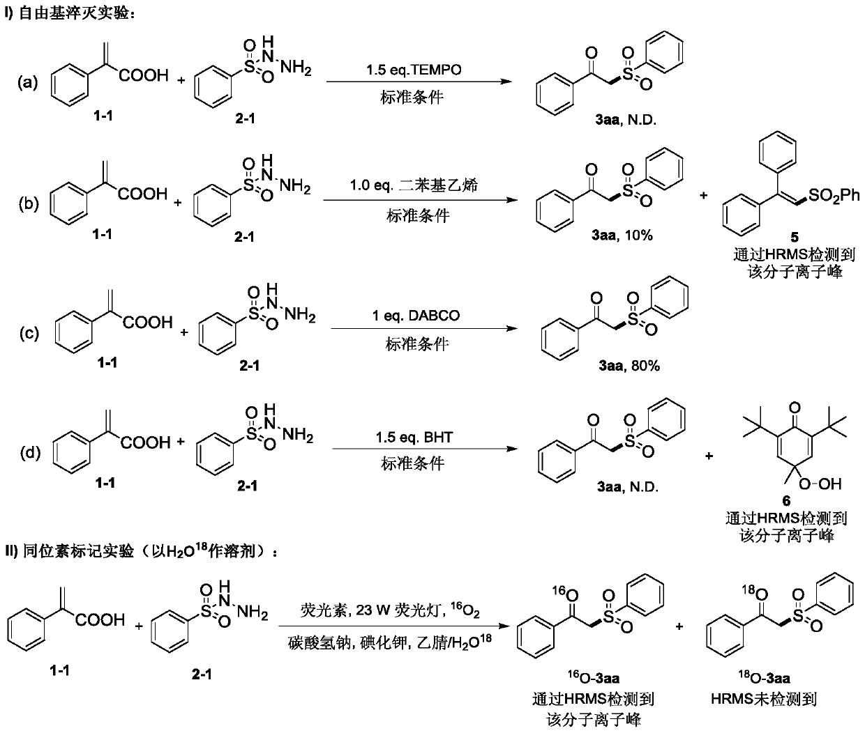 Method for preparing beta-ketosulfone compound through visible light mediated atopic acid decarboxylation ketonization reaction