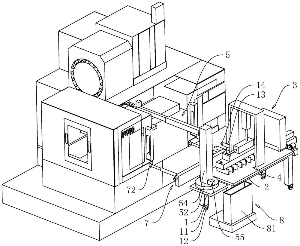 A feeding device for a five-axis linkage vertical machining center