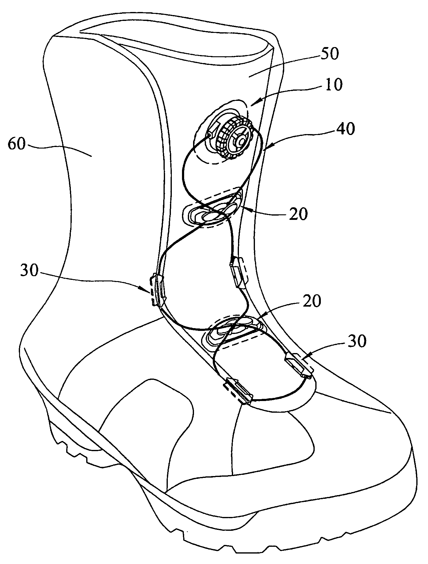 Shoelace fastening assembly