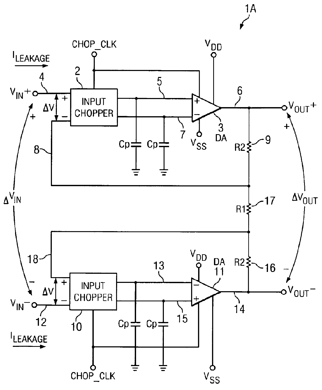 Circuit and method for reducing input leakage in chopped amplifier during overload conditions
