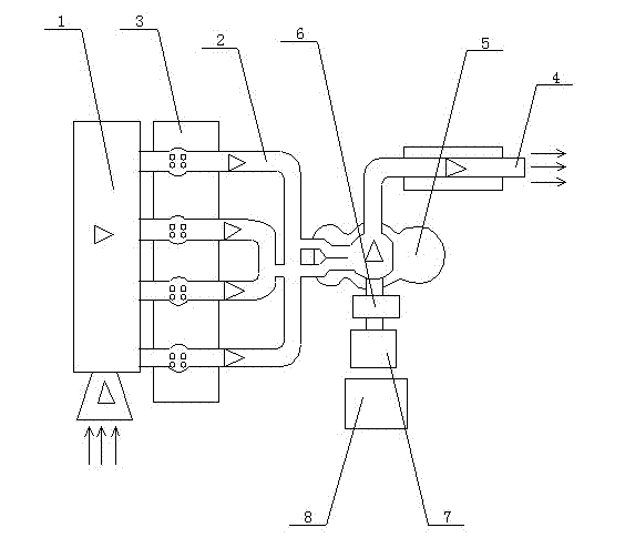 Tail gas-driven turbine generating set for internal combustion engine