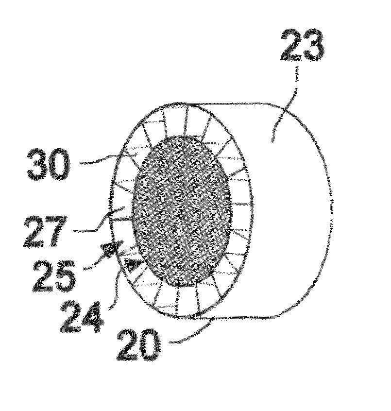 Hydrolysis catalyst with larger duct cross-sections in the peripheral portion than in the central portion, and method for hydrolysis of a uric substance