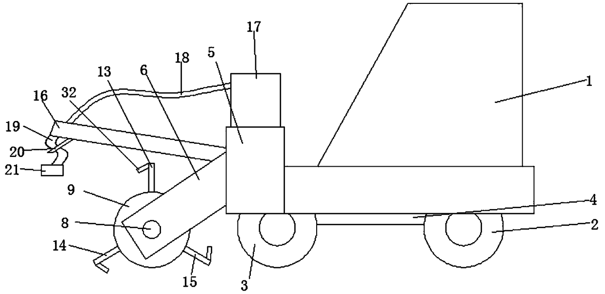 Agricultural machine device with water-spraying and efficient soil-turning functions