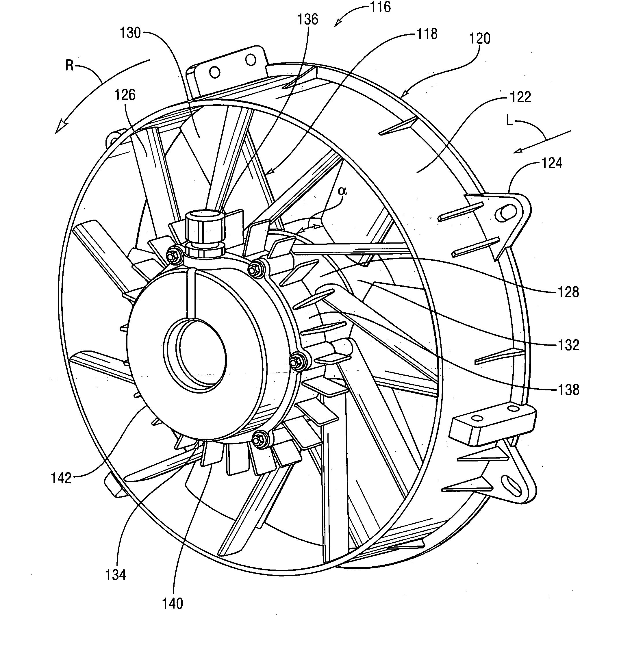 Rotary axial fan assembly