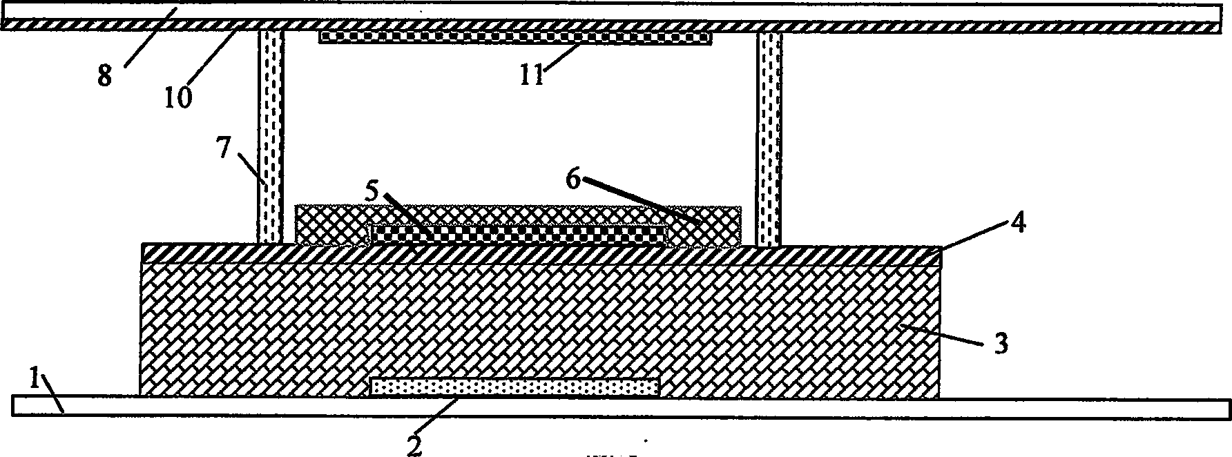 Triple pole structure of plane type field emission, and preparation method