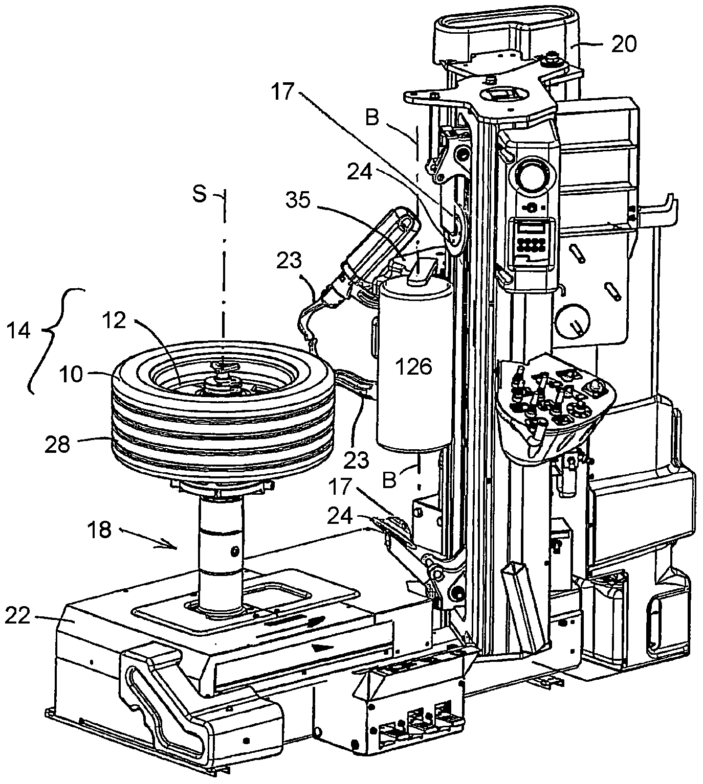 Automotive shop service apparatus having means for determining the rolling resistance coefficient of a tyre