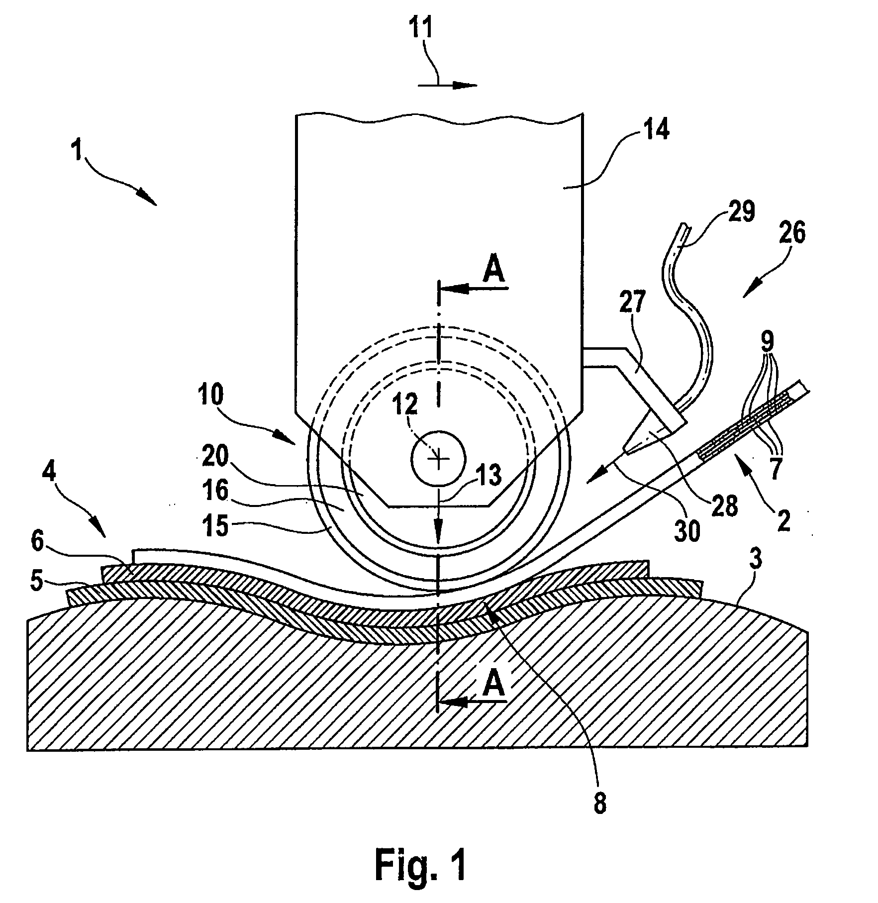 Device for pressing a tape