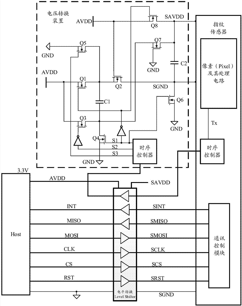 Voltage converting apparatus and fingerprint detecting system