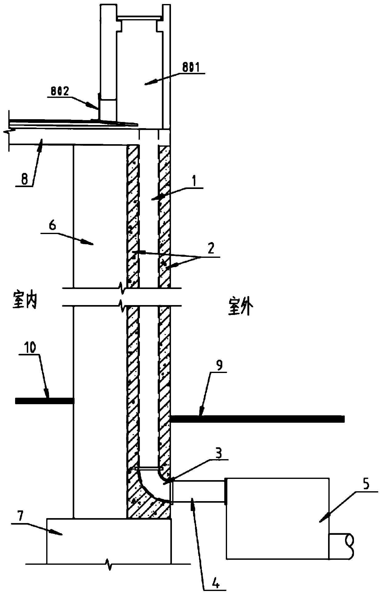 Drainage stand pipe structure suitable for top cover development and arrangement method of drainage stand pipe structure