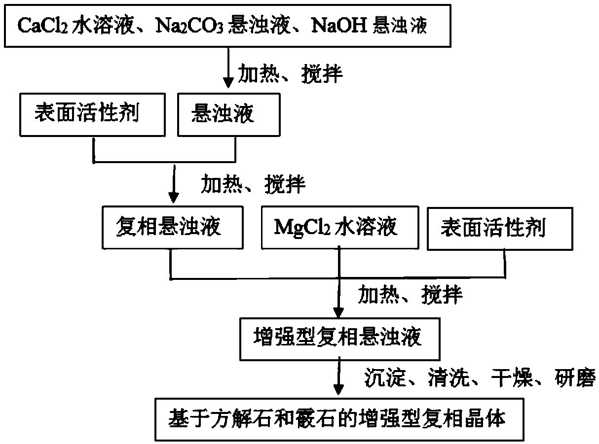 Preparation method of enhanced multiphase crystal based on calcite and aragonite